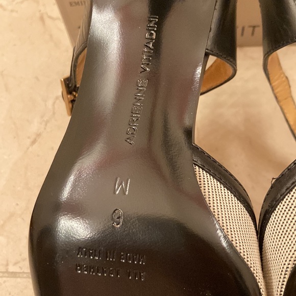 Adrienne Vittadini NIB Black and Linen Slides - Size 6 - Picture 6 of 8